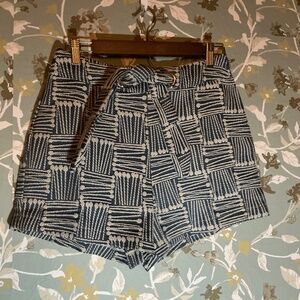 NWT VOY Be There Navy Blue Abstract Checkered Shorts